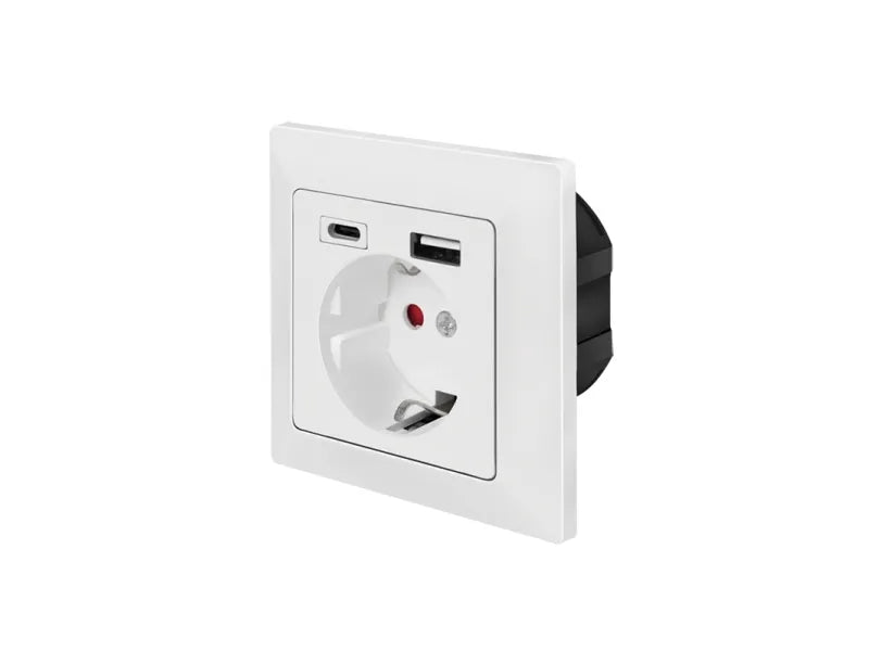 ECOBREEZE Stikkontakt med CEE 7/3, USB-A og USB-C