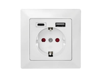 ECOBREEZE Stikkontakt med CEE 7/3, USB-A og USB-C